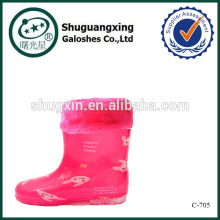 dragonfly brown pink rain boots for warm/ C-705